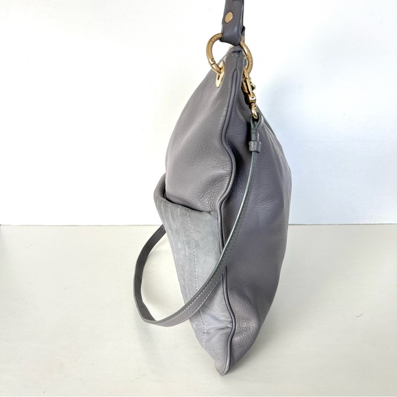 MARC by MARC JACOBS Tread Lightly Grey Leather Suede Crossbody Shoulder Hobo Bag - Picture 8 of 16